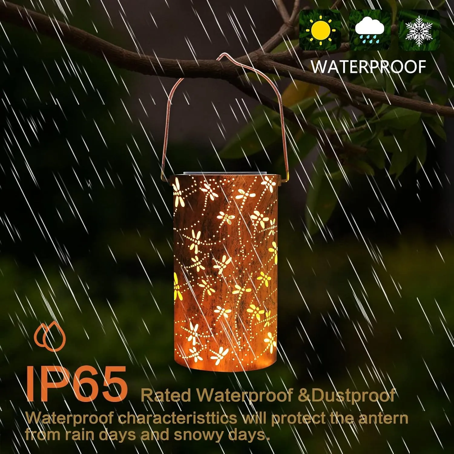 YISITEONE Dragonfly Outdoor Solar Lanterns, Garden Waterproof Metal Hanging Decor Lights for Patio Yard Pathway Lawn Front Porch, Birthday Gardening Gifts for Women Mom Grandma