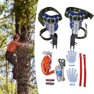 YIYIBYUS Portable Tree Climbing Spikes Set, Adjustable Pole Climbing Gear Kit W/Safety Belt & Foot Straps Tree Pole Climbing Shoes Tool Climbing Tree Gears for Outdoor Climbing Logging, Fruit Picking
