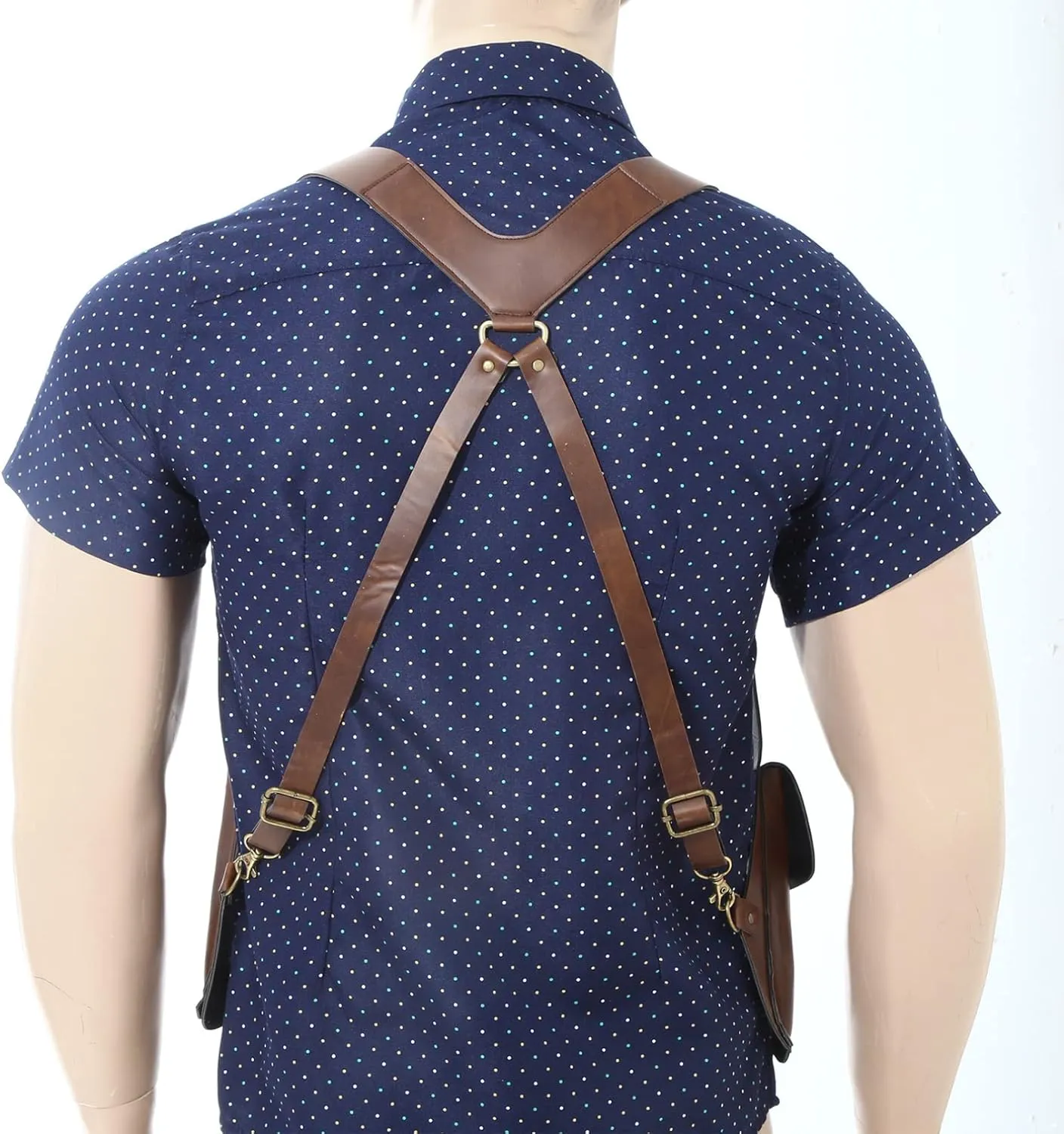 YiZYiF Women Mens Leather Hidden Underarm Shoulder Bag Double Shoulder Pouch Outdoors Mobile Phone Holster Bag