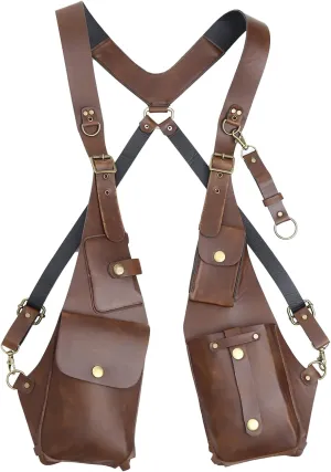 YiZYiF Women Mens Leather Hidden Underarm Shoulder Bag Double Shoulder Pouch Outdoors Mobile Phone Holster Bag