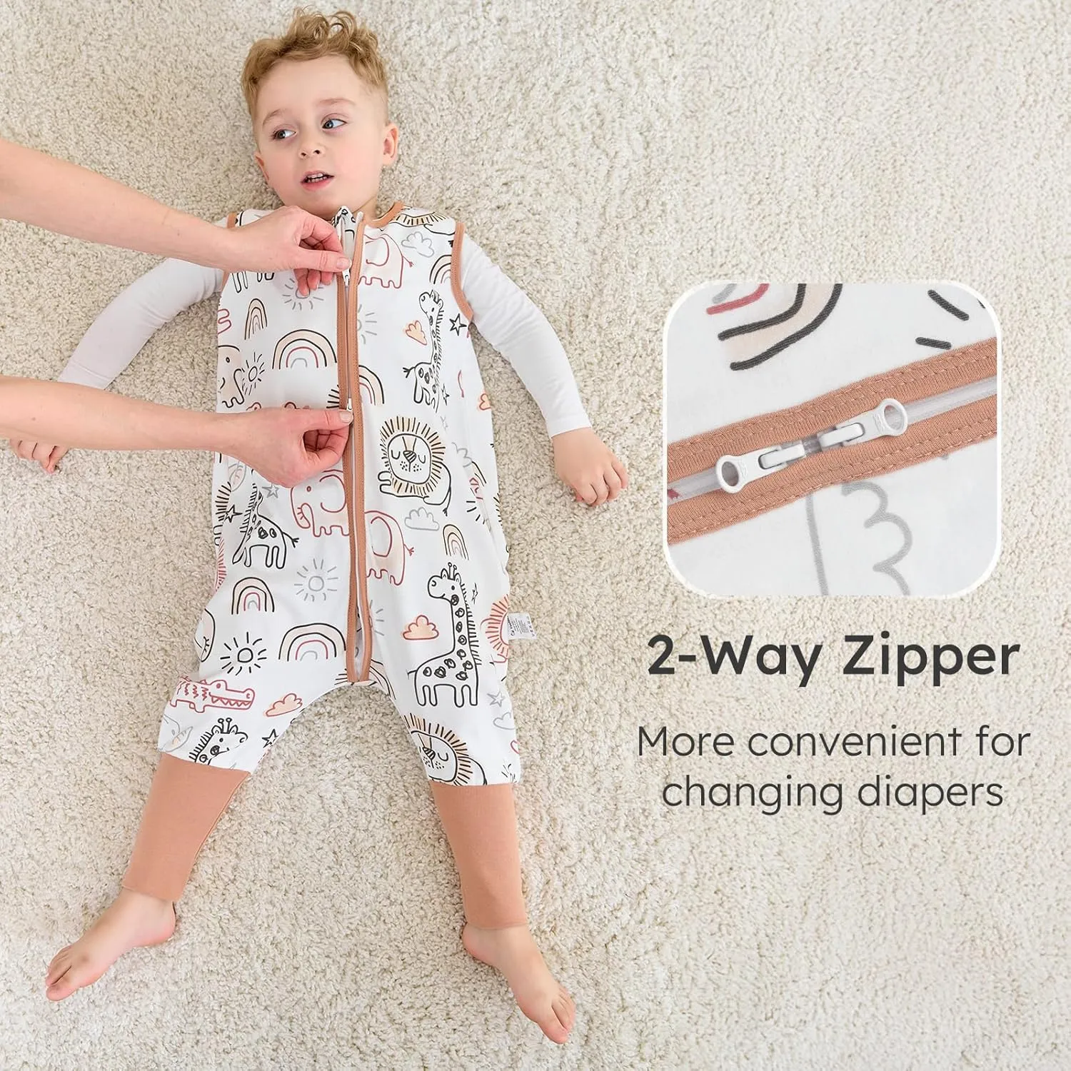 Yoofoss Toddler Sleep Sack With Feet 12-23 Months Baby Sleep Sack with Legs 100% Cotton 0.5 Tog Toddler Wearable Blanket with 2-Way Zipper, 2 Pack Soft Breathable