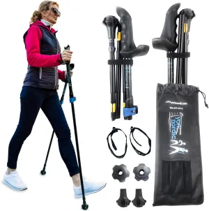 York Nordic Motivator Travel Walking Poles for Balance and Rehab - Patented Stability Grips - Lightweight, Adjustable, and Foldable Includes Detachable Feet and Travel Bag