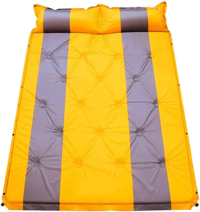 Z6 Double Automatic Inflatable Sleeping pad Outdoor Camping Portable air Cushion Foldable Light Air Mat, Backpack Sleeping Pads Equipment (Yellow)