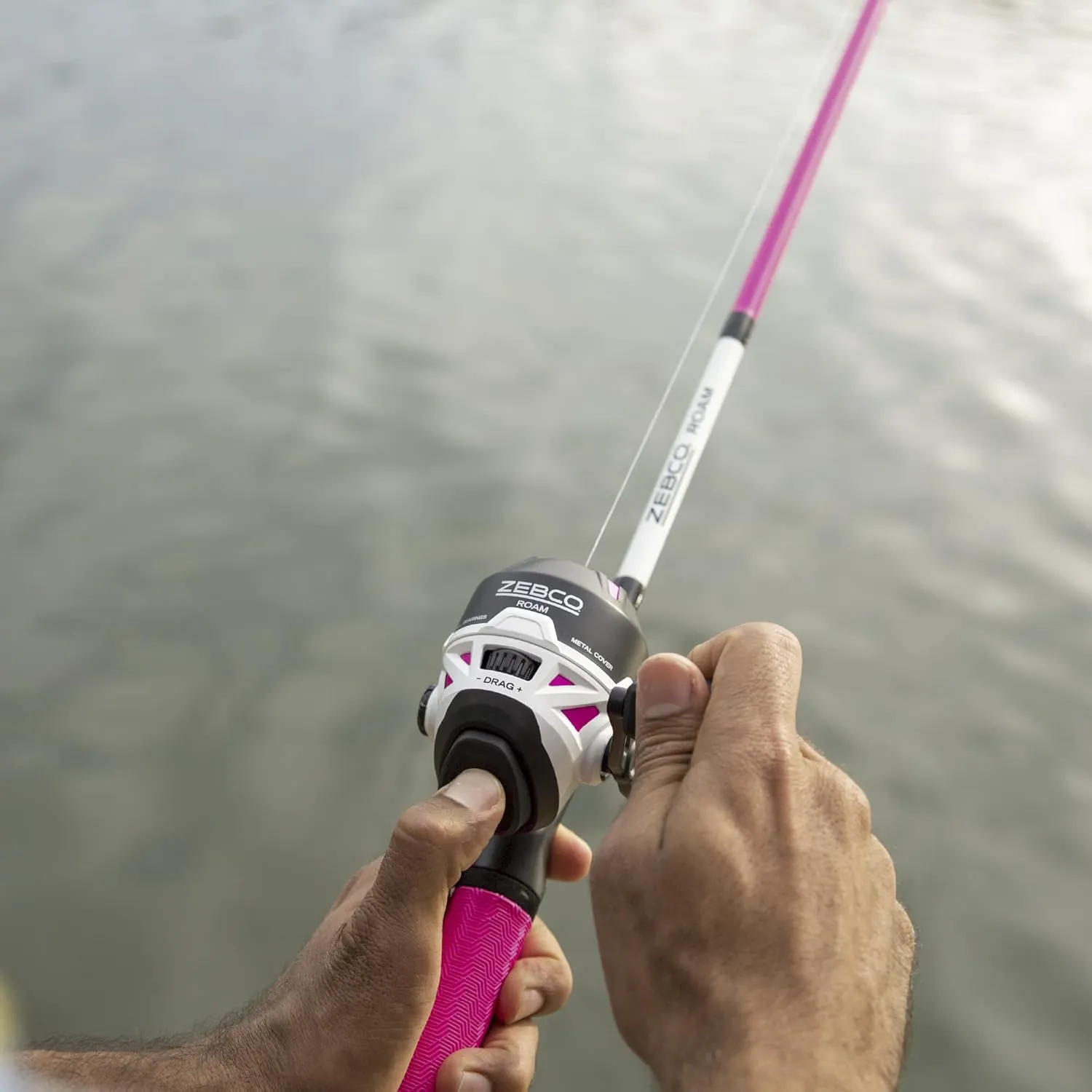 Zebco Roam Spincast Reel and Fishing Rod Combo, 6-Foot 2-Piece Fiberglass Fishing Pole with ComfortGrip Handle