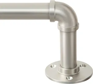 Zeerobee Curtain Rods for Windows 48 to 84, 1 Inch Industrial Wrap Around Curtain Rod, Indoor/Outdoor Room Divider Adjustable Drapery Pole, 48"-86", Brushed Nickel