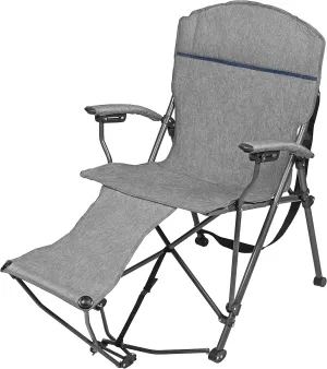 Zenithen Limited Portable Comfortable Folding Hard Armed Metal Framed Chair with Foot Rest, Perfect for Camping, Outdoor Activities, Sporting Events, and Patio Furniture, Gray (Pack of 1)