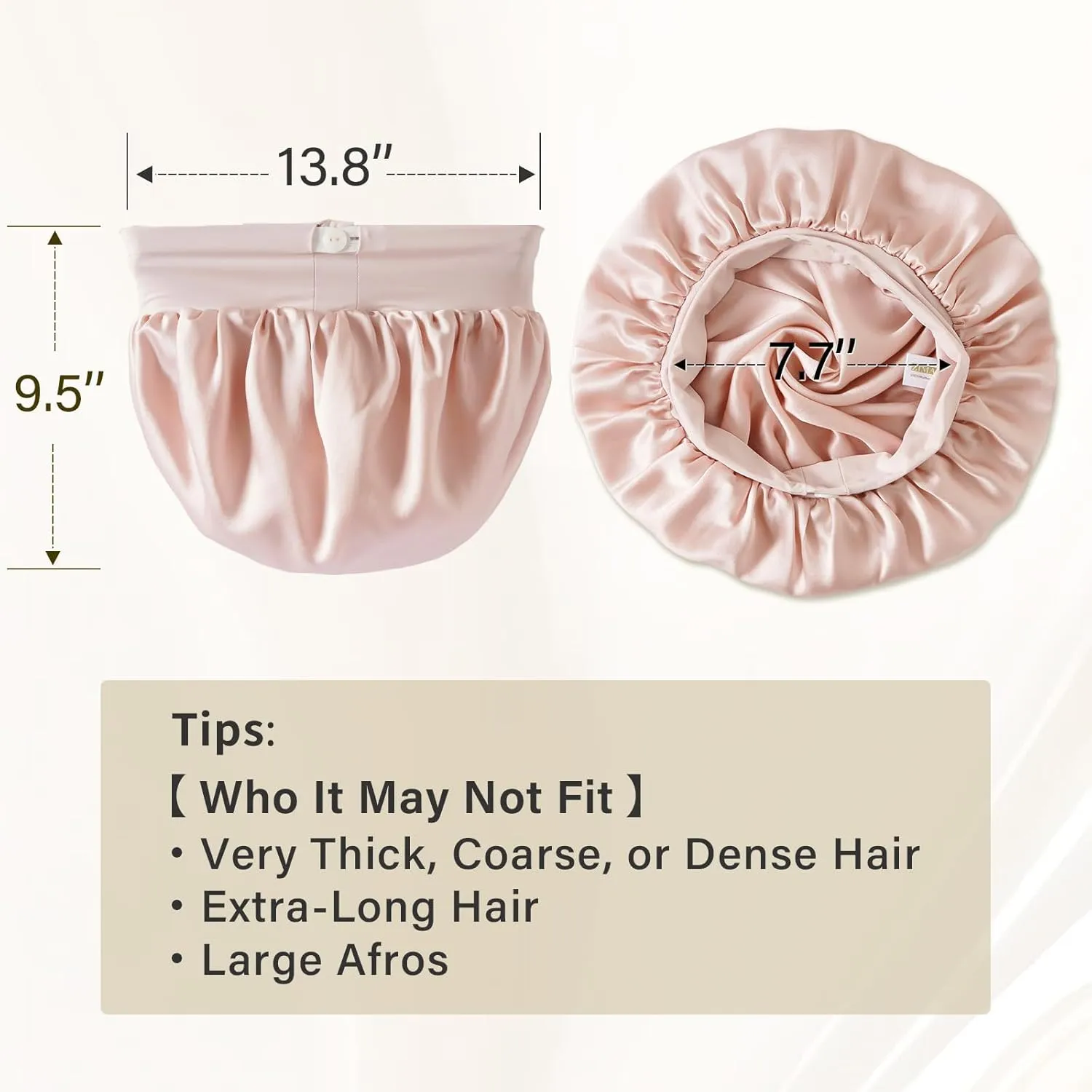 ZIMASILK Adjustable 100% Mulberry Silk Bonnet for Sleeping Women with Button Strap - Double Layer Silk Hair Bonnet, Non - Slip Night Cap for Hair & Skin Care (Pink)