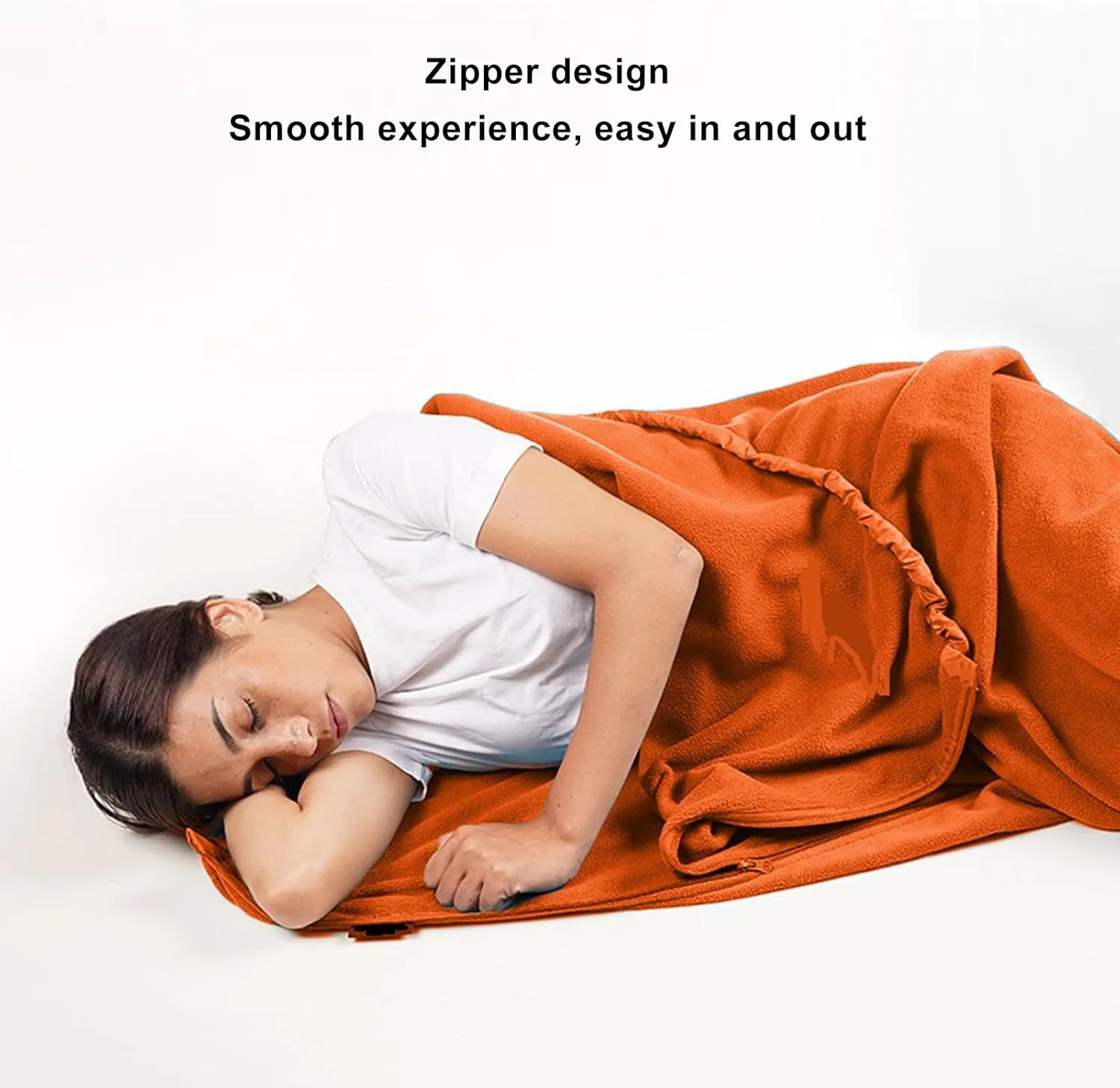Zippered Camping Blanket, Double Washable Sleeping Bag Liner, Extra Thick, for Backpacking