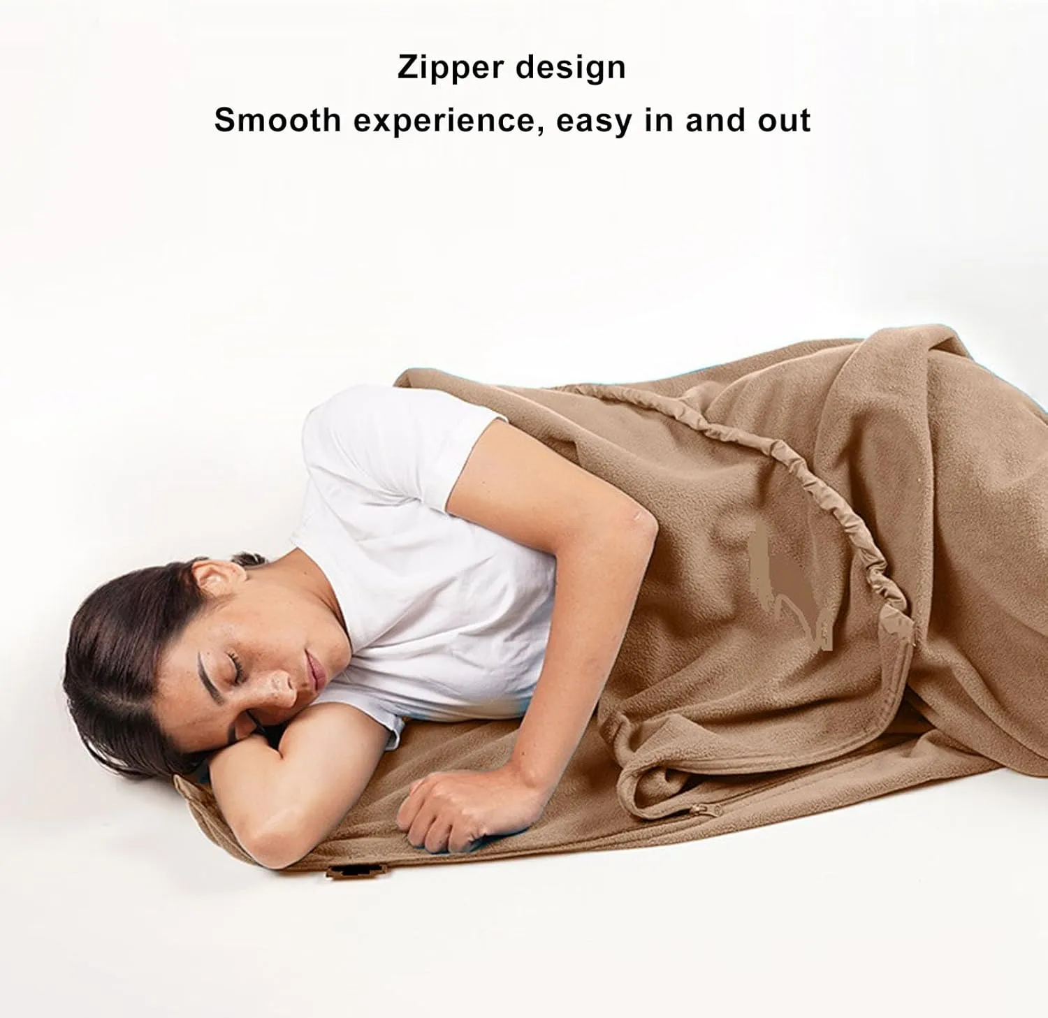 Zippered Camping Blanket, Double Washable Sleeping Bag Liner, Extra Thick, for Backpacking