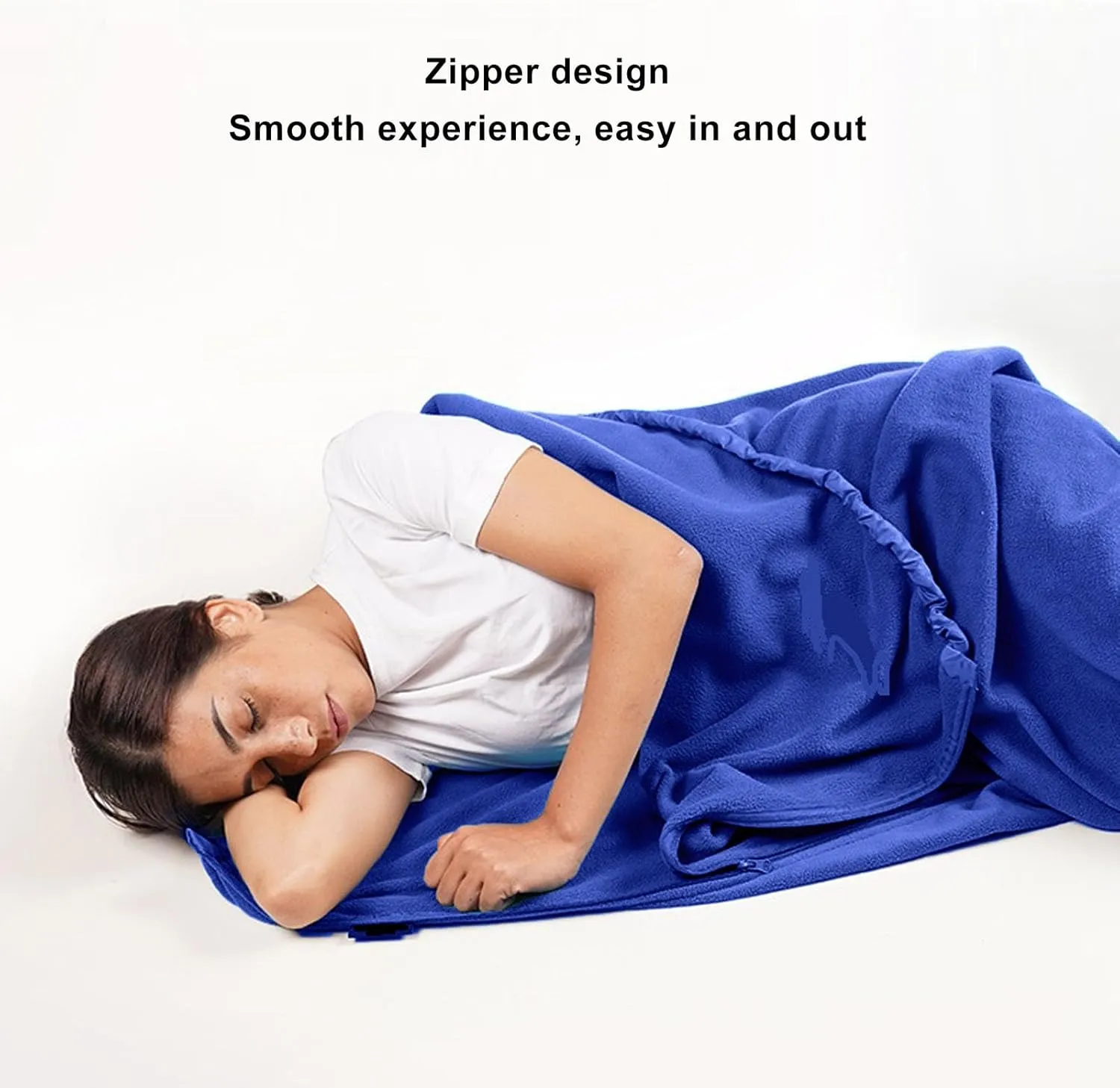 Zippered Camping Blanket, Double Washable Sleeping Bag Liner, Extra Thick, for Backpacking