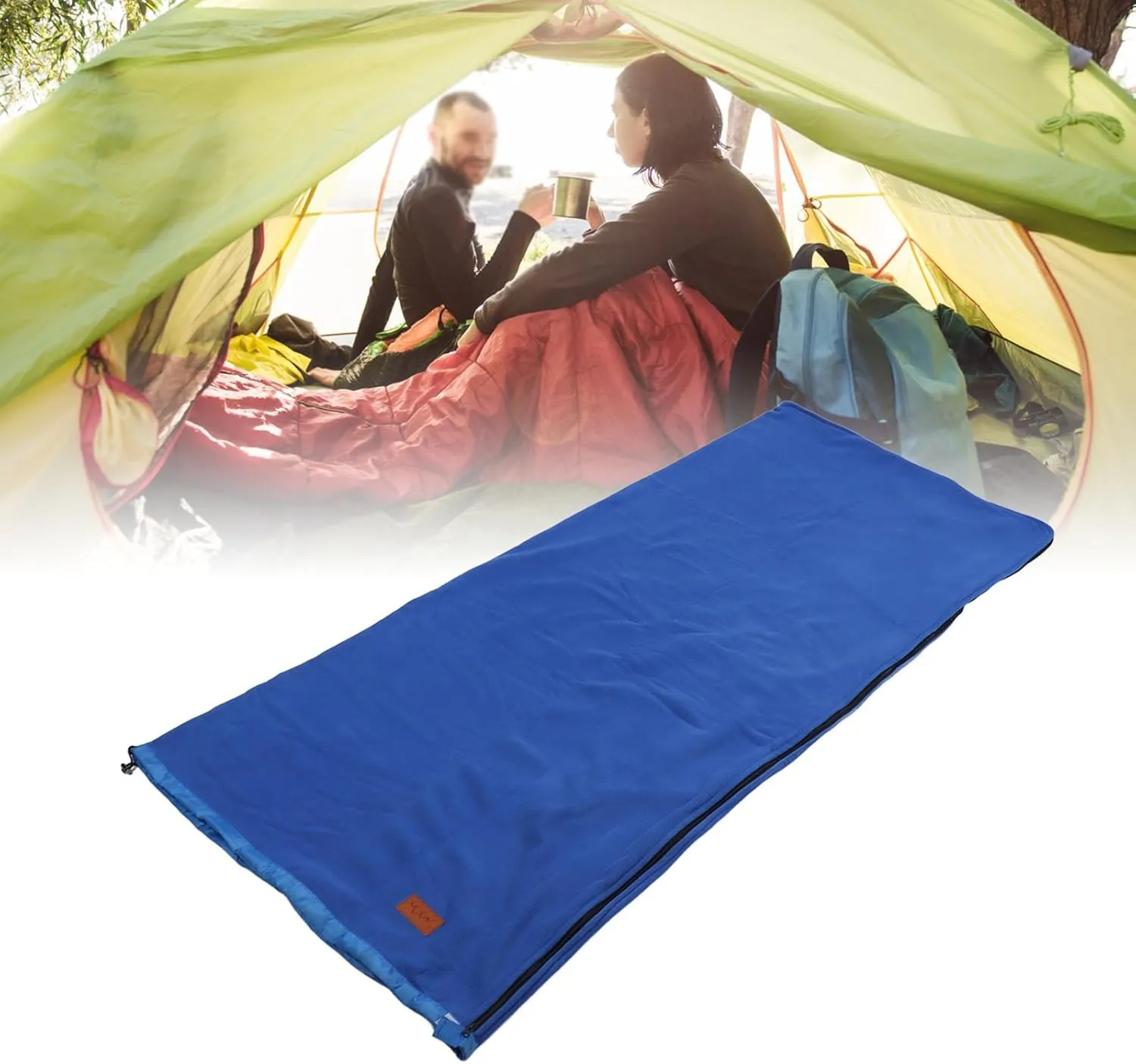 Zippered Camping Blanket, Double Washable Sleeping Bag Liner, Extra Thick, for Backpacking