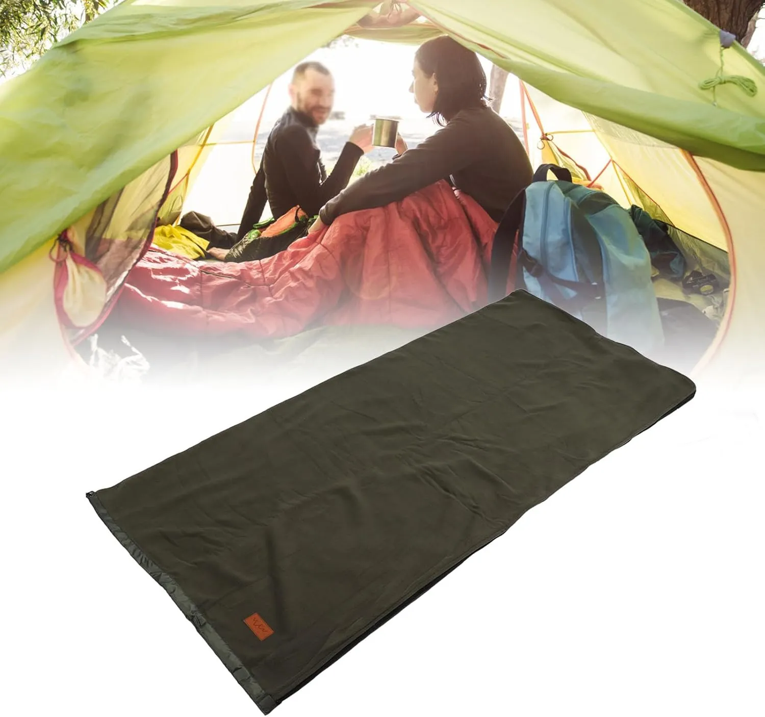 Zippered Camping Blanket, Double Washable Sleeping Bag Liner, Extra Thick, for Backpacking