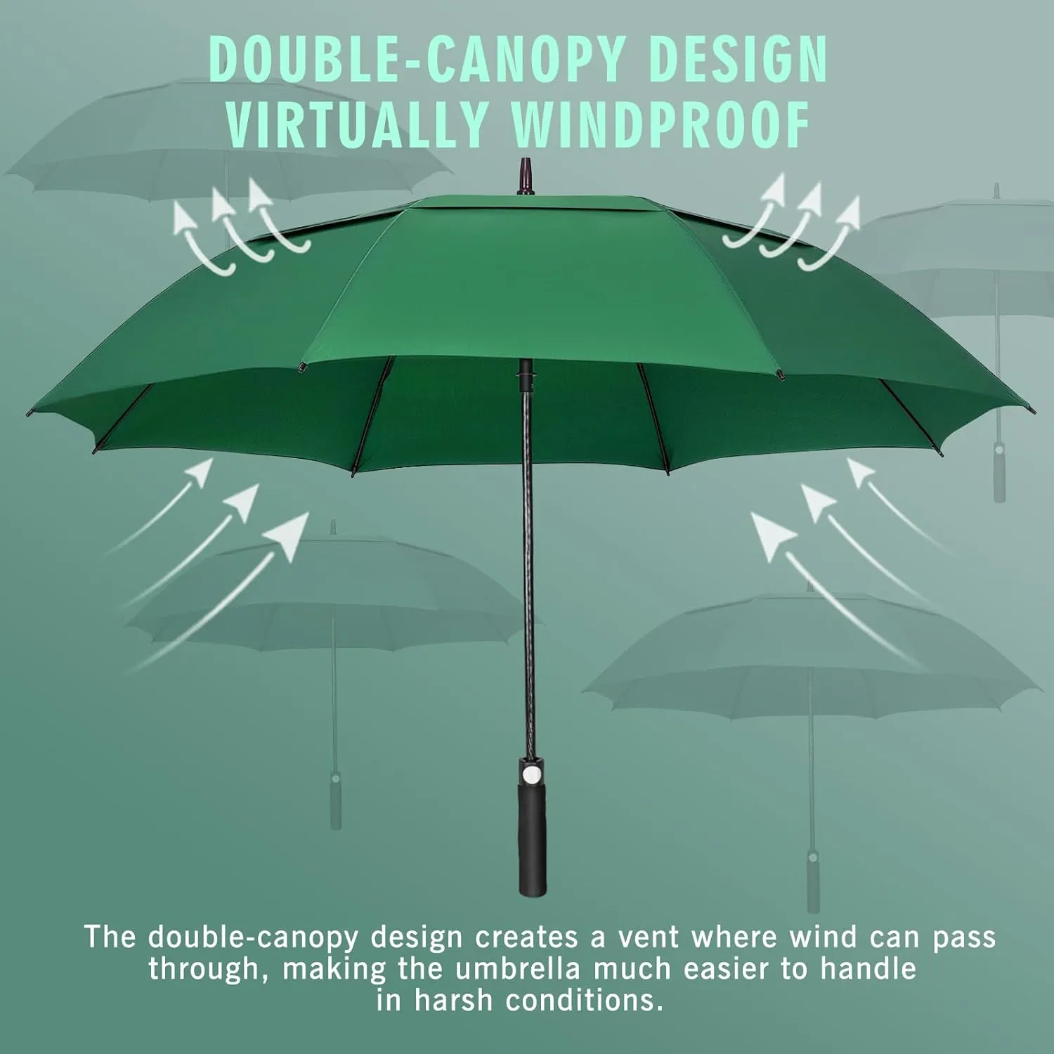 ZOMAKE Automatic Open Extra Large Golf Umbrella 51/54/62/68 Inch, Double Canopy Vented Windproof Oversize Stick Umbrellas for Rain