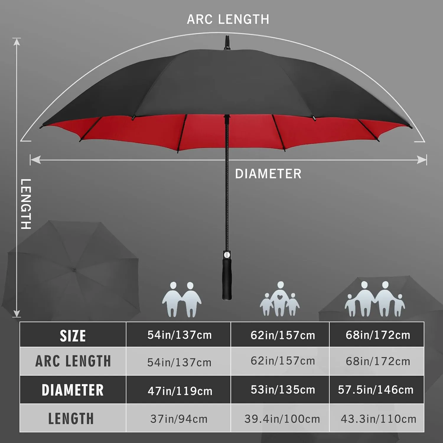 ZOMAKE Large Golf Umbrella for Rain Heavy Duty,Big Golf umbrellas Windproof,51/54/62/68 Inch Extra Large Oversized Umbrella